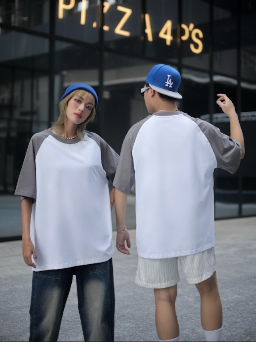 Áo thun White-Gray Raglan T-shirt - Ảnh 3